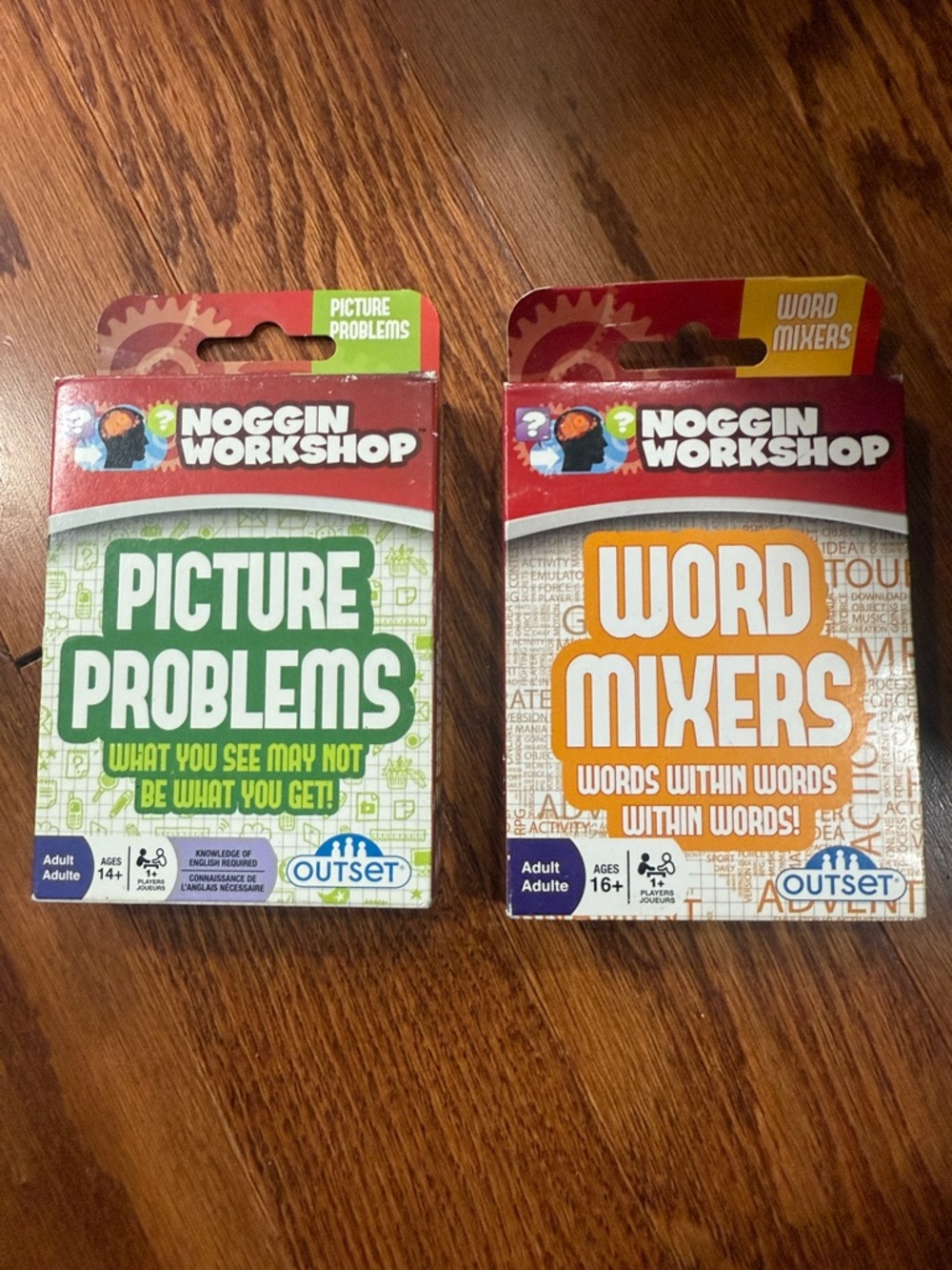 Noggin Workshop Brain Game Bundle Word Mixers Picture Problems Puzzle Card Games
